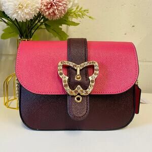 Coach C6796 Gemma Crossbody In Colorblock Strwbrry Hze/Crnbrry